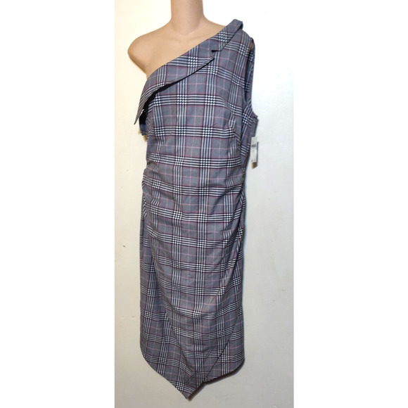 Maeve Anthropologie Plaid Dress 6P One Shoulder Prep School Girl Midi Preppy NWT - Picture 3 of 16